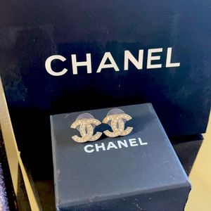 Authentic Chanel logo earrings